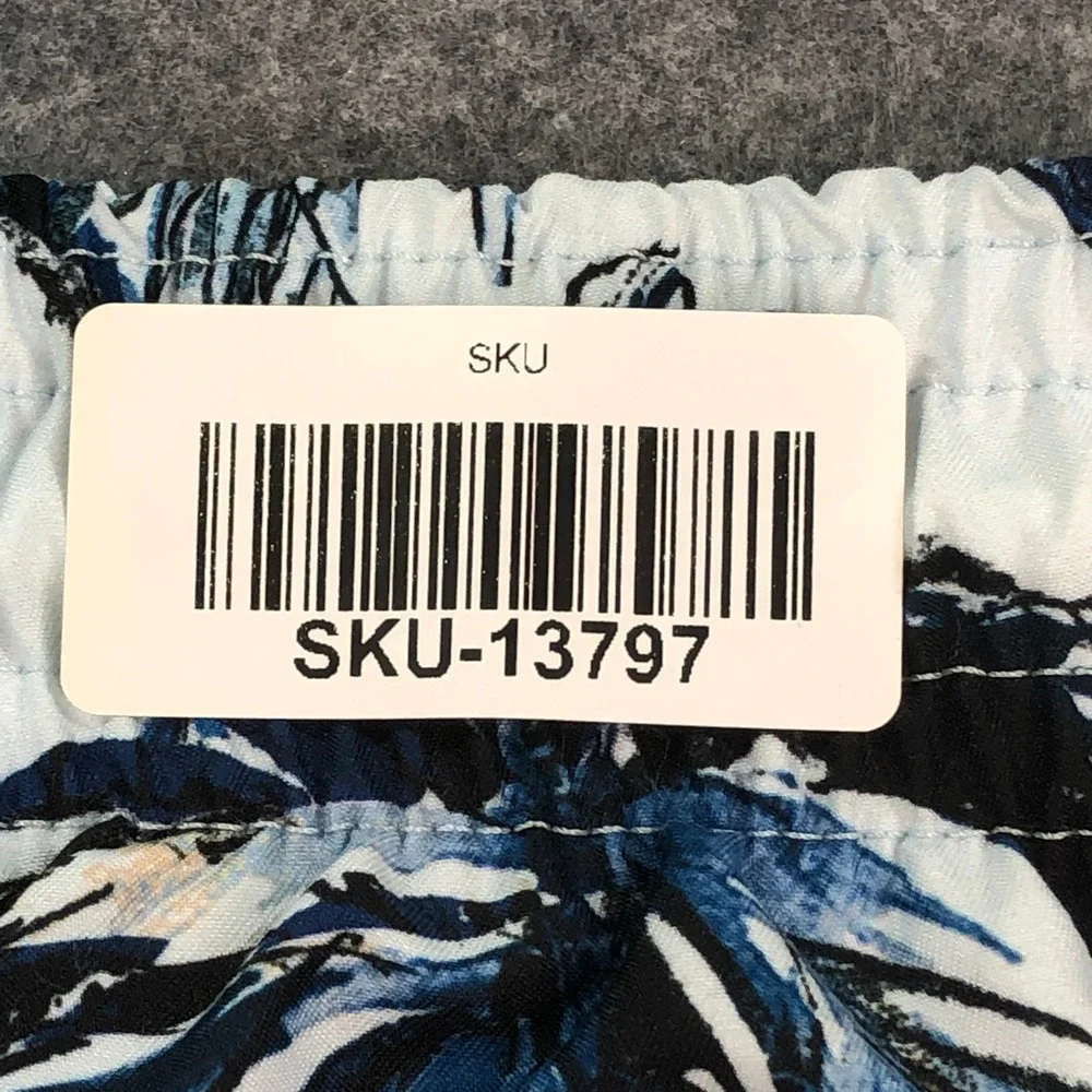 Rodd & Gunn Mens Swim Trunks XL Tropical Palm Tree Print White Navy Blue